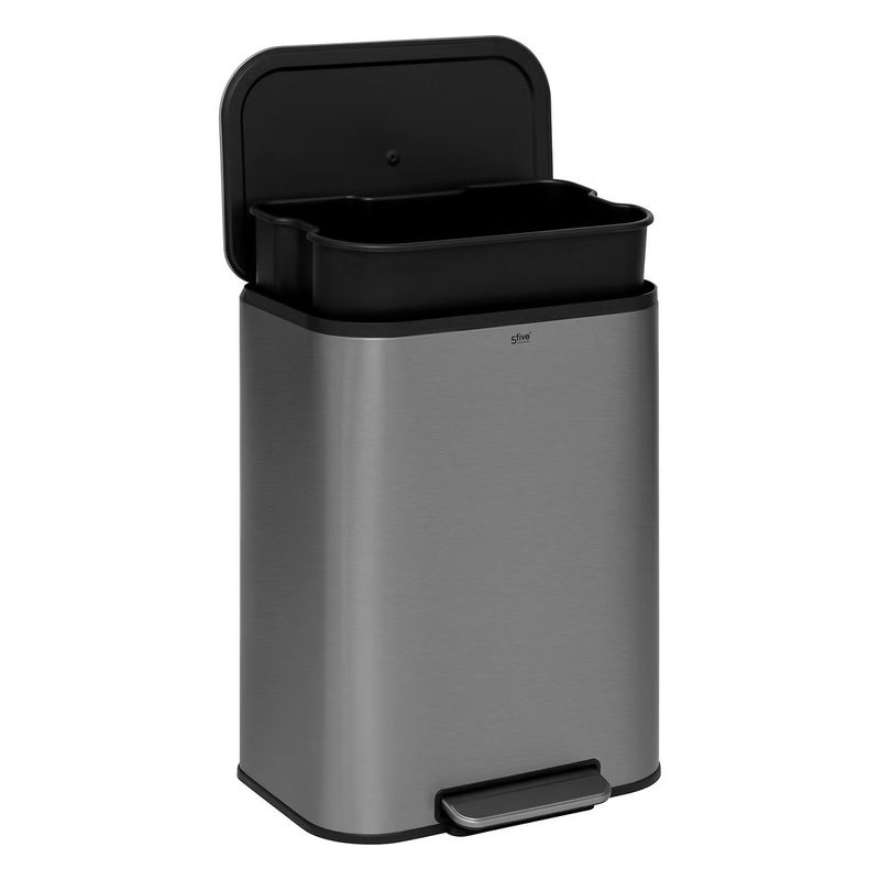 Casa si Gradina - Mobilier - Organizare si depozitare - Cosuri de gunoi - Cos de gunoi cu pedala din otel inoxidabil mat, 50L, galeata interioara detasabila, 45x35x61 cm, argintiu - Infinity.ro