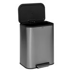 Casa si Gradina - Mobilier - Organizare si depozitare - Cosuri de gunoi - Cos de gunoi cu pedala din otel inoxidabil mat, 50L, galeata interioara detasabila, 45x35x61 cm, argintiu - Infinity.ro