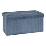 Casa si Gradina - Mobilier - Scaune si fotolii - Tabureti - Taburet dublu pliabil Atmosphera Arum din material tip catifea raiat, 76x38x38 cm, albastru inchis - Infinity.ro