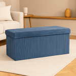 Casa si Gradina - Mobilier - Scaune si fotolii - Tabureti - Taburet dublu pliabil Atmosphera Arum din material tip catifea raiat, 76x38x38 cm, albastru inchis - Infinity.ro