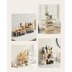 Casa si Gradina - Bucatarie si vesela - Organizare si depozitare bucatarie - Suporturi tacamuri si vase - Raft organizator condimente extensibil set 2 bucati, metal si PAL, suprapozabil, 39x19x15 cm, maro natur - Infinity.ro