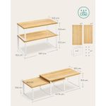 Casa si Gradina - Bucatarie si vesela - Organizare si depozitare bucatarie - Suporturi tacamuri si vase - Raft organizator condimente extensibil set 2 bucati, metal si PAL, suprapozabil, 39x19x15 cm, maro natur - Infinity.ro