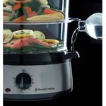 Electronice si Electrocasnice - Electrocasnice bucatarie - Aparate de gatit & desert - Aparate de gatit cu aburi - Aparat de gatit la aburi Russell Hobbs 19270-56 Cook@Home, 3 niveluri 9L, timer 60 min, 800W, bol orez 1L, Inox - Infinity.ro
