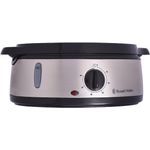 Electronice si Electrocasnice - Electrocasnice bucatarie - Aparate de gatit & desert - Aparate de gatit cu aburi - Aparat de gatit la aburi Russell Hobbs 19270-56 Cook@Home, 3 niveluri 9L, timer 60 min, 800W, bol orez 1L, Inox - Infinity.ro