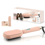 Ingrijire personala si Cosmetice - Aparate & accesorii ingrijire personala - Hair styling - Perii de par electrice - Perie Electrica pentru Indreptat Parul Profesionala, Afisaj LCD, Tehnologie PTC, 2 Clame si Saculet Catifea, Roz - Infinity.ro