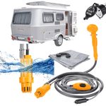Sport si Outdoor - Camping - Mobilier pentru camping - Alte piese de mobilier pentru camping - Dus portabil auto, pentru camping, cu pompa de apa si alimentare 12V, portocaliu - Infinity.ro