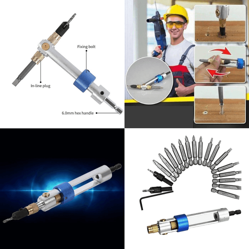 Casa si Gradina - Constructii - Scule electrice si accesorii - Seturi si accesorii pentru gaurit si insurubat - Trusa adaptor basculabil cu schimbare rapida, biti si burghie pentru filetanta sau masina de gaurit - Infinity.ro
