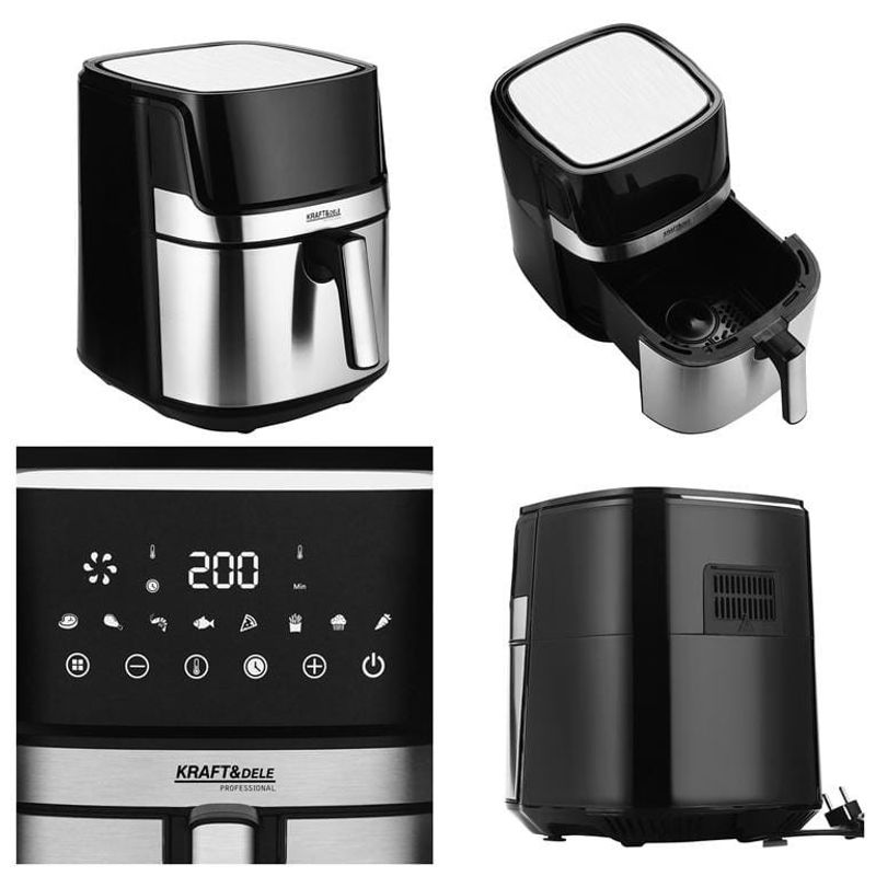 Electronice si Electrocasnice - Electrocasnice bucatarie - Aparate de gatit & desert - Friteuze - Air fryer digital fara ulei, Kraft&Dele, 8L 1850W cu programe automate, KD4101 - Infinity.ro