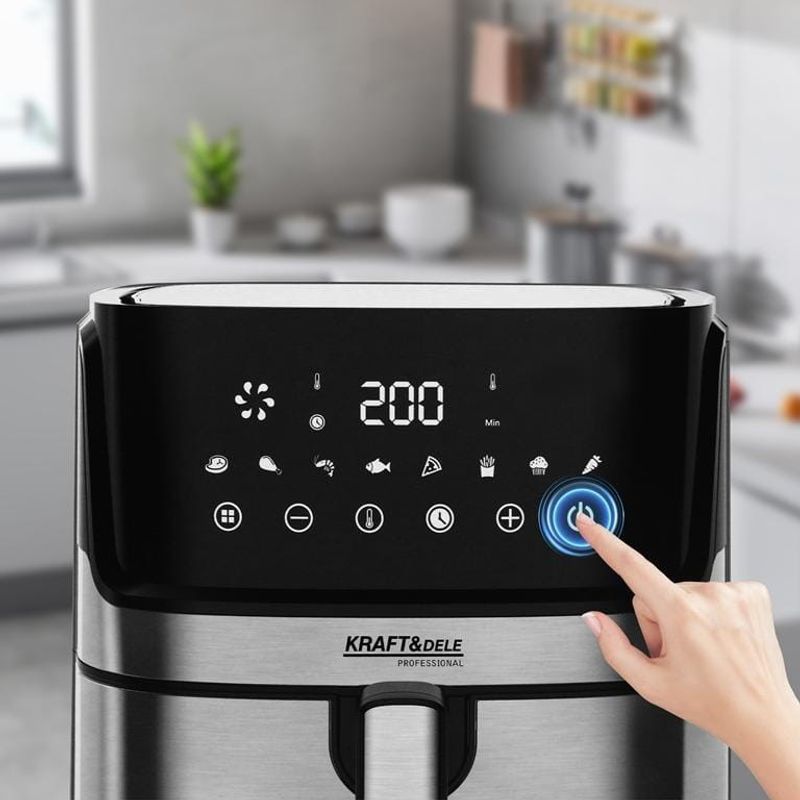 Electronice si Electrocasnice - Electrocasnice bucatarie - Aparate de gatit & desert - Friteuze - Air fryer digital fara ulei, Kraft&Dele, 8L 1850W cu programe automate, KD4101 - Infinity.ro