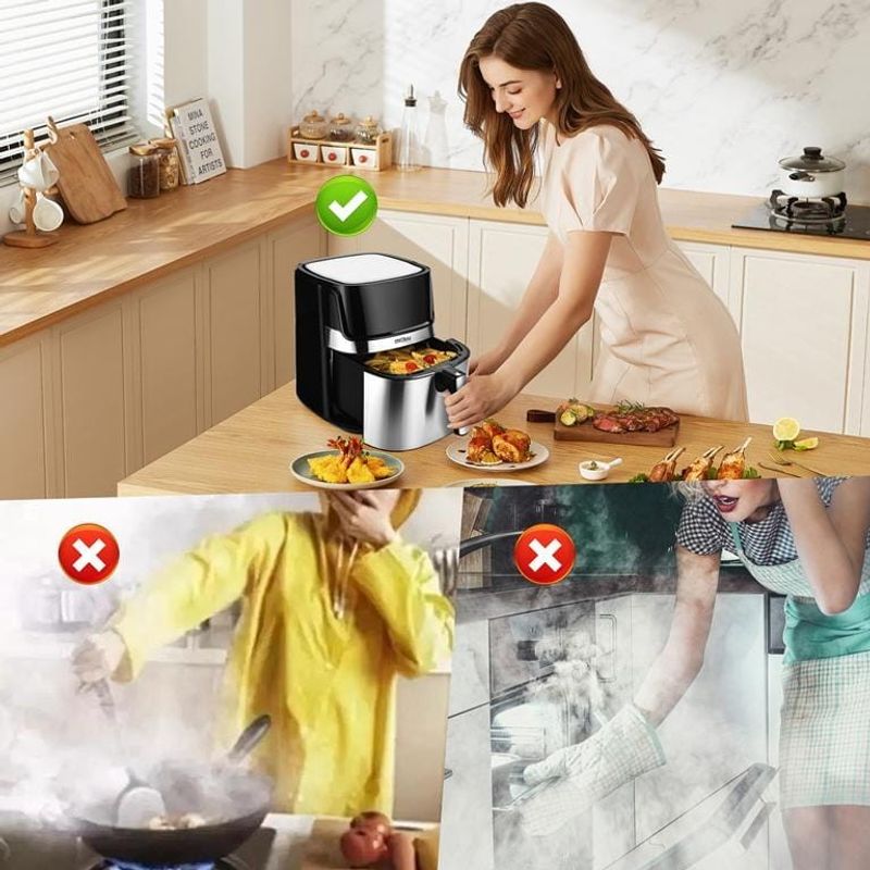 Electronice si Electrocasnice - Electrocasnice bucatarie - Aparate de gatit & desert - Friteuze - Air fryer digital fara ulei, Kraft&Dele, 8L 1850W cu programe automate, KD4101 - Infinity.ro