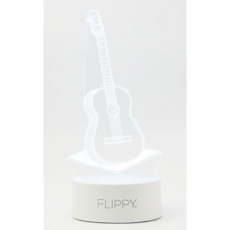 Casa si Gradina - Corpuri si surse de iluminat - Veioze si lampi - Lampi de veghe - Lampa LED decorativa, Flippy, 3D, Chitara, din material acril si lumina multicolora, alb - Infinity.ro