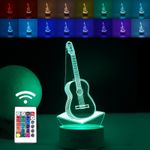 Casa si Gradina - Corpuri si surse de iluminat - Veioze si lampi - Lampi de veghe - Lampa LED decorativa, Flippy, 3D, Chitara, din material acril si lumina multicolora, alb - Infinity.ro