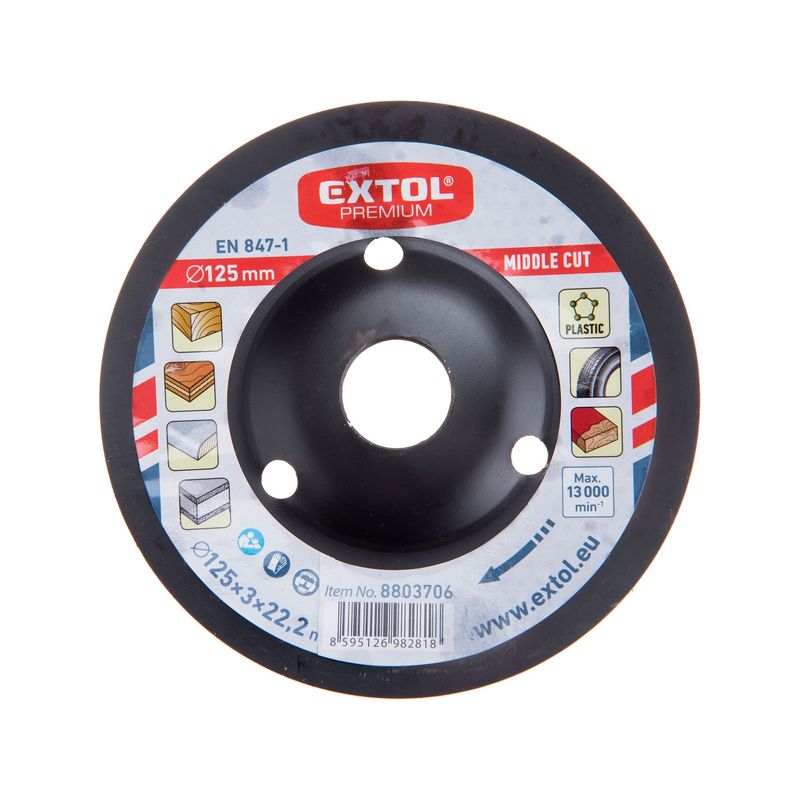Casa si Gradina - Constructii - Scule electrice si accesorii - Accesorii polizare si slefuire - Disc abraziv pentru lemn, Extol, polizor unghiular, 125x3x22.2 mm, taietura medie, utilizare multipla,8803706 - Infinity.ro