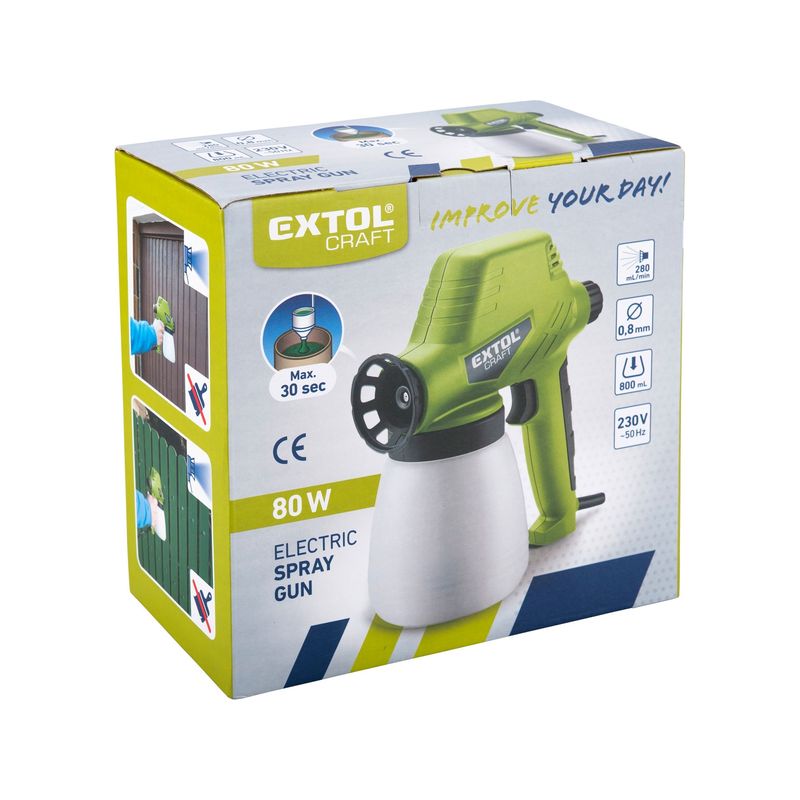 Casa si Gradina - Constructii - Vopsea si tencuieli - Pistoale si sisteme de vopsit si tencuit - Pistol vopsire, 80W, EXTOL CRAFT, 412113, 280 ml/min, 800 ml - Infinity.ro