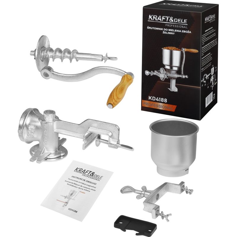 Electronice si Electrocasnice - Electrocasnice bucatarie - Preparare bauturi - Rasnite - Rasnita de masa manuala pentru cereale, Kraft&Dele, KD4188 - Infinity.ro