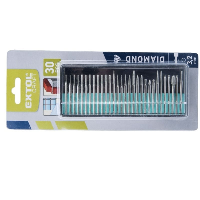 Casa si Gradina - Constructii - Scule electrice si accesorii - Accesorii pentru frezare - Set 30 freze diamantate, Extol, P150, tija de 3.2 mm - Infinity.ro