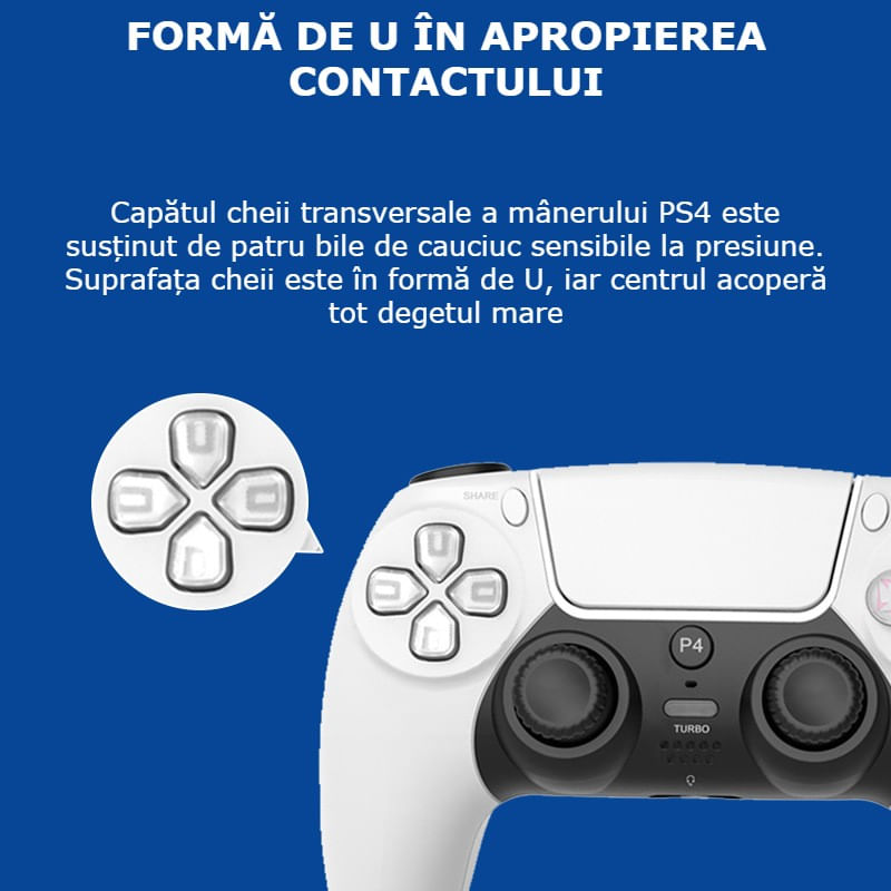 PC, gaming si accesorii - Gaming - Accesorii gaming - Controlere, Volane si Casti gaming - Controller Wireless PS4 GBV LOGIC, Gamepad Bluetooth,  Vibratii Duble,  LED Iluminat, Baterie 800mAh, Alb - Infinity.ro