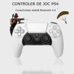 PC, gaming si accesorii - Gaming - Accesorii gaming - Controlere, Volane si Casti gaming - Controller Wireless PS4 GBV LOGIC, Gamepad Bluetooth,  Vibratii Duble,  LED Iluminat, Baterie 800mAh, Alb - Infinity.ro