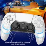 PC, gaming si accesorii - Gaming - Accesorii gaming - Controlere, Volane si Casti gaming - Controller Wireless PS4 GBV LOGIC, Gamepad Bluetooth,  Vibratii Duble,  LED Iluminat, Baterie 800mAh, Alb - Infinity.ro