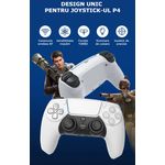 PC, gaming si accesorii - Gaming - Accesorii gaming - Controlere, Volane si Casti gaming - Controller Wireless PS4 GBV LOGIC, Gamepad Bluetooth,  Vibratii Duble,  LED Iluminat, Baterie 800mAh, Alb - Infinity.ro