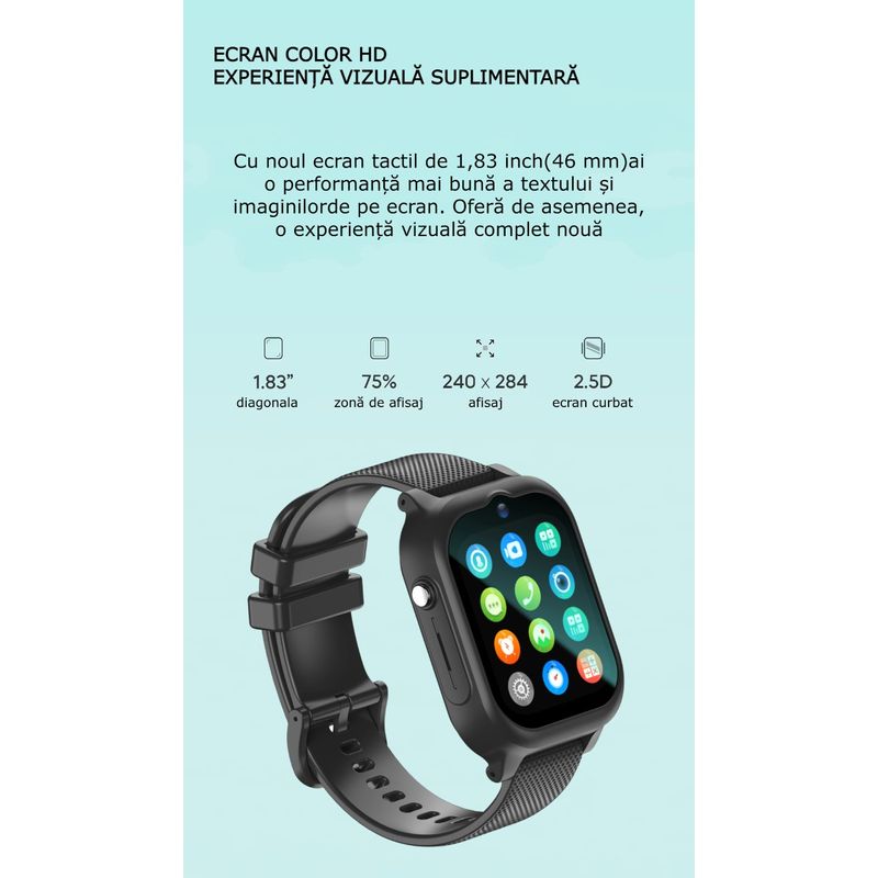 Laptop, Telefoane si Tablete - Wearables si gadgeturi - Wearables - Smartwatch-uri - Smartwatch Copii 4G cu SIM GBV LOGIC, Apel Video, localizare GPS, Control Parental,buton SOS, Functii de Siguranta - Infinity.ro