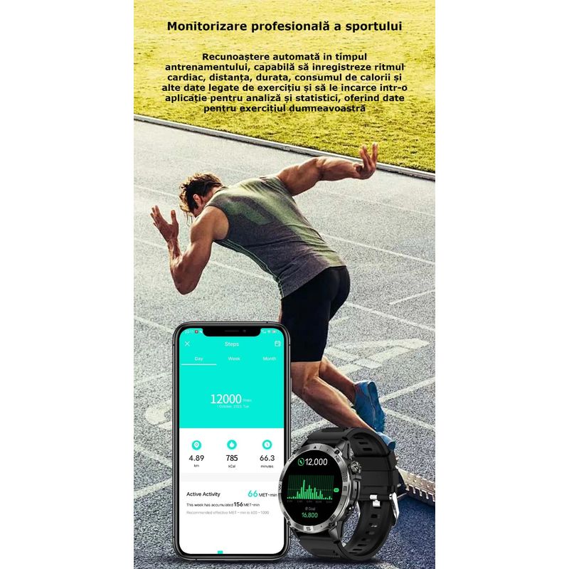 Laptop, Telefoane si Tablete - Wearables si gadgeturi - Wearables - Smartwatch-uri - Smartwatch AMOLED GBV LOGIC VG40, Apel Bluetooth, Ritm Cardiac, Oxigen Sange, Monitorizare Somn, Moduri Sportive - Infinity.ro