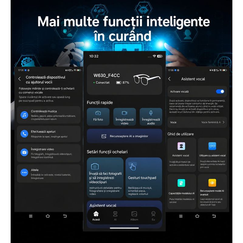Fashion, accesorii si bijuterii - Barbati - Accesorii barbati - Ochelari de soare barbati - Ochelari Inteligenti AI GBV Logic,Camera Sony 8MP Full HD 1080P, Lentile heliomate,Difuzor si microfon incorporat - Infinity.ro