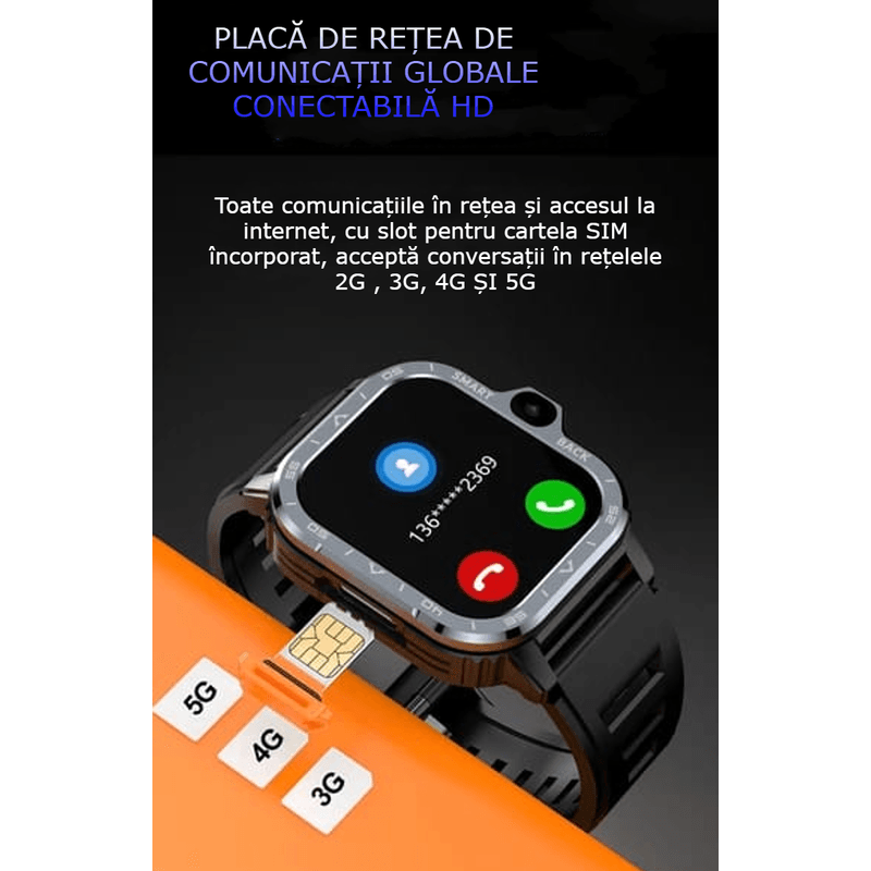 Laptop, Telefoane si Tablete - Wearables si gadgeturi - Wearables - Smartwatch-uri - Smartwatch Android GBV Logic 16GB,  Independent cu SIM, 4G/5G, GPS,  WiFi, 2 camere 2MP+8MP, Apel Video, Ecran HD - Infinity.ro