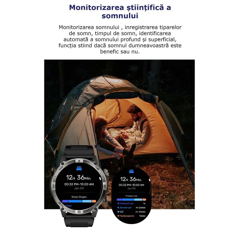 Laptop, Telefoane si Tablete - Wearables si gadgeturi - Wearables - Smartwatch-uri - Smartwatch AMOLED GBV LOGIC VG40, Apel Bluetooth, Ritm Cardiac, Oxigen Sange, Monitorizare Somn, Moduri Sportive - Infinity.ro