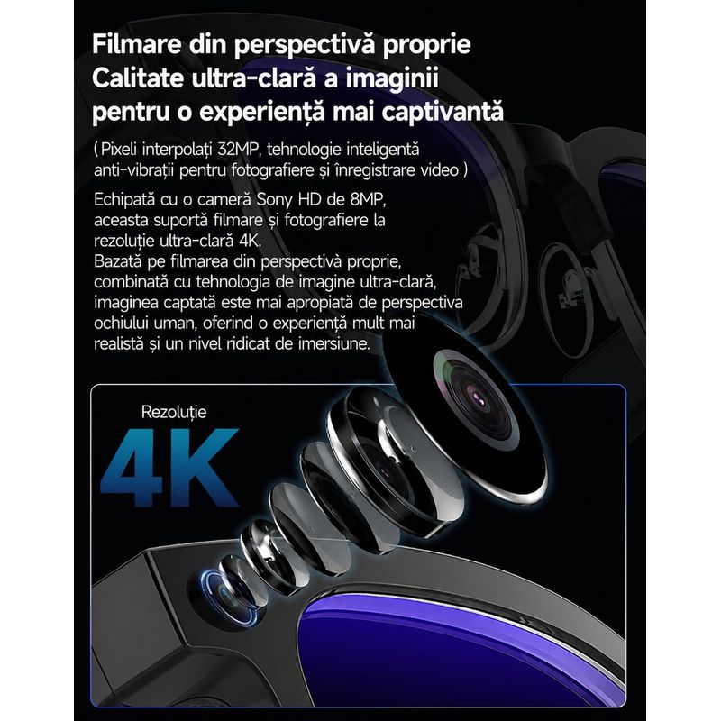 Fashion, accesorii si bijuterii - Barbati - Accesorii barbati - Ochelari de soare barbati - Ochelari Inteligenti AI GBV Logic,Camera Sony 8MP Full HD 1080P, Lentile heliomate,Difuzor si microfon incorporat - Infinity.ro