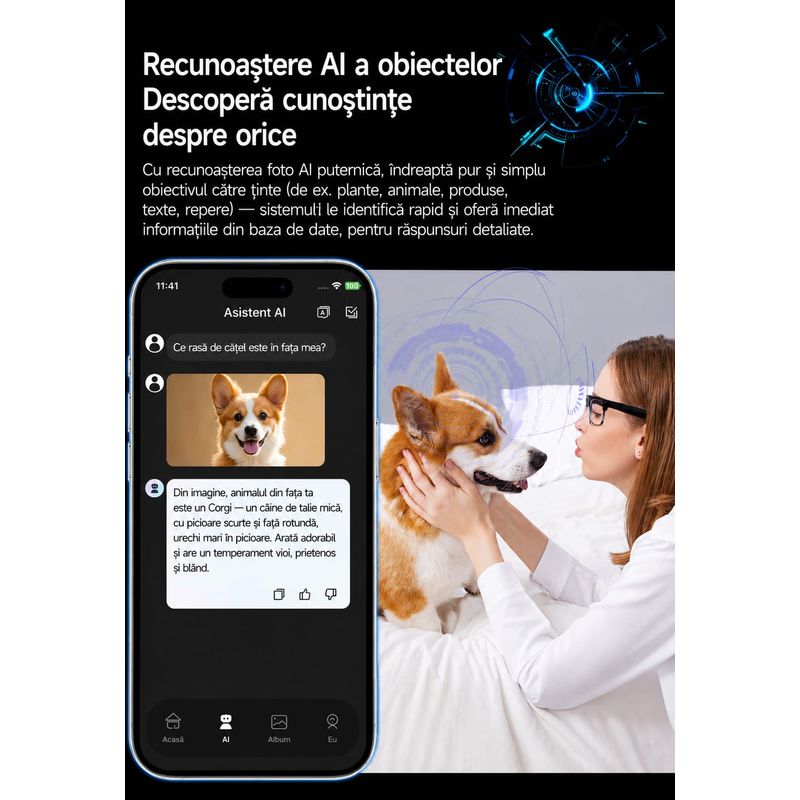 Fashion, accesorii si bijuterii - Barbati - Accesorii barbati - Ochelari de soare barbati - Ochelari Inteligenti AI GBV Logic,Camera Sony 8MP Full HD 1080P, Lentile heliomate,Difuzor si microfon incorporat - Infinity.ro
