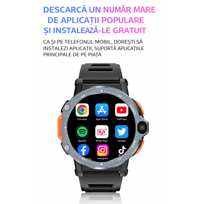 Laptop, Telefoane si Tablete - Wearables si gadgeturi - Wearables - Smartwatch-uri - Smartwatch Android 4G cu SIM GBV LOGIC PG999, 16GB Memorie,Camera Duala,GPS,Apel Video,Ecran HD,800mAh, Rezistent la Apa - Infinity.ro