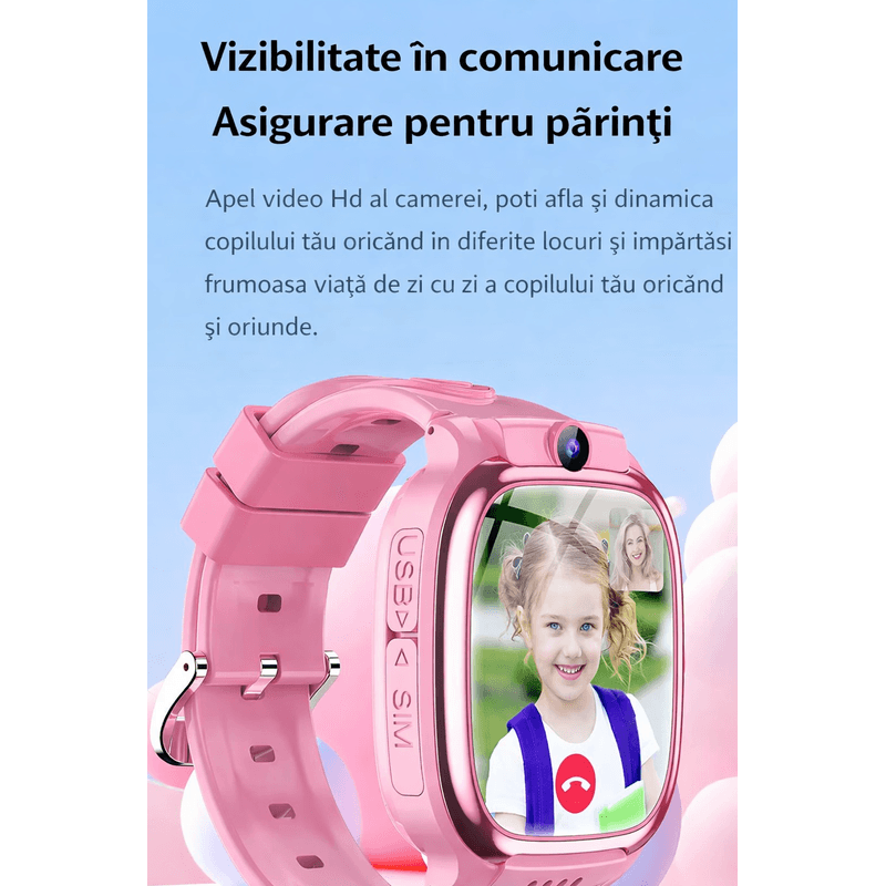 Laptop, Telefoane si Tablete - Wearables si gadgeturi - Wearables - Smartwatch-uri - Smartwatch Copii 4G cu SIM GBV LOGIC Y88, Apel Video, GPS+LBS+WiFi, Control Parental, Buton SOS, SeTracker2, Camera HD - Infinity.ro