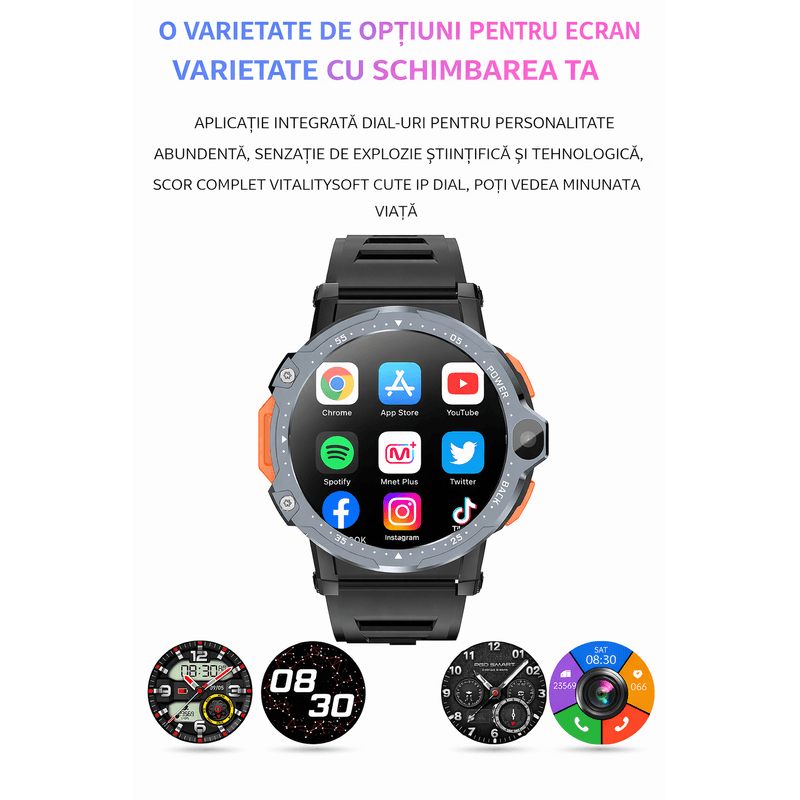 Laptop, Telefoane si Tablete - Wearables si gadgeturi - Wearables - Smartwatch-uri - Smartwatch Android 4G cu SIM GBV LOGIC PG999, 16GB Memorie,Camera Duala,GPS,Apel Video,Ecran HD,800mAh, Rezistent la Apa - Infinity.ro