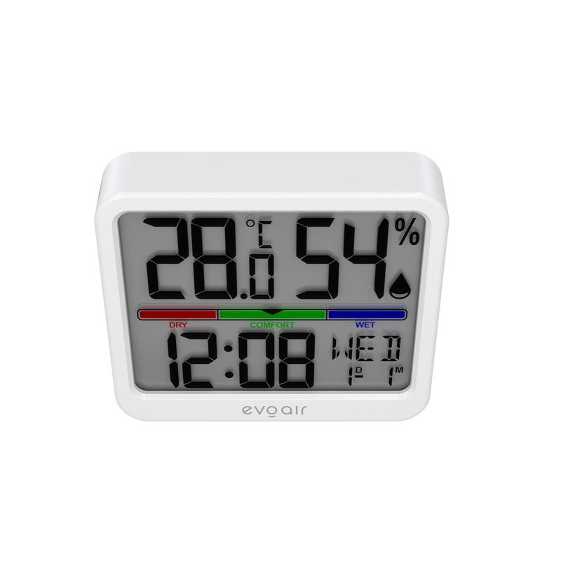 TV, Audio-Video si Foto - Optica, astronomie si metrologie - Meteorologie - Termometre Meteo - Higrometru si termometru digital, Evoair SENTIMINI, indicator umiditate si temperatura, data si ora, Alb - Infinity.ro