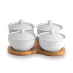 Casa si Gradina - Bucatarie si vesela - Vesela si tacamuri - Platouri de bucatarie - Set 5 piese servire, boluri portelan cu suport bambus - Infinity.ro