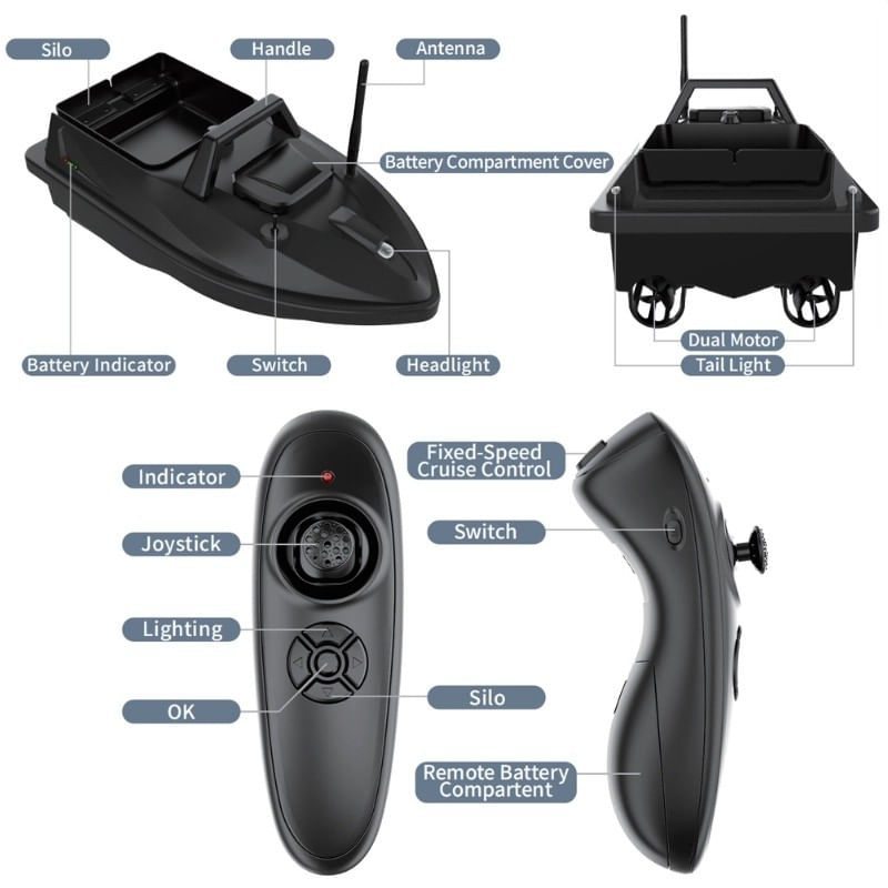 Sport si Outdoor - Sporturi acvatice - Pescuit - Echipament suplimentar pentru pescuit - Barca Plantat, Nadit si Momit iUni V805, 3500mAh, 1.5kg, 500m, 15km/h - Infinity.ro