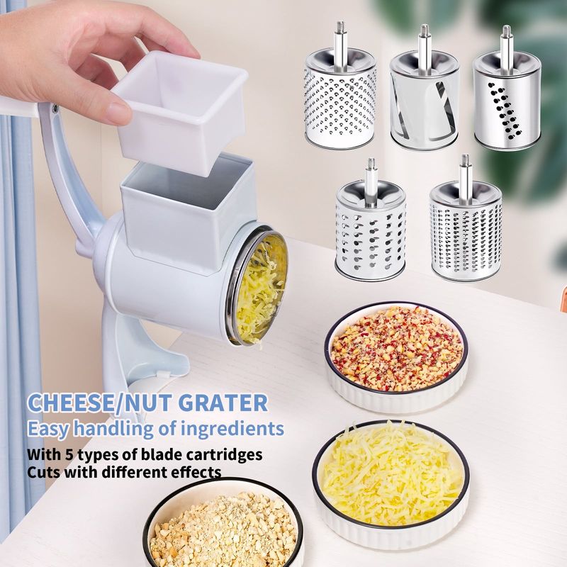 Casa si Gradina - Bucatarie si vesela - Ustensile bucatarie - Razatori si curatatoare - Set razatoare manuala cu prindere pe masa, 5 accesorii, pentru nuci, legume, branzeturi, razatoare multifunctionala - Infinity.ro