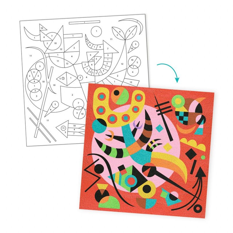 Jucarii, Copii si Bebe - Jucarii si jocuri - Jucarii & jocuri educative - Seturi de artizanat - Atelier cu nisip Abstract Art Inspired by Kandinsky, Djeco - Infinity.ro
