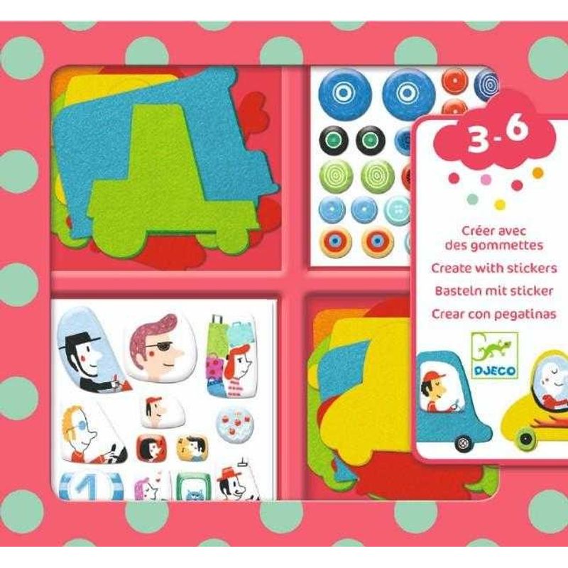 Jucarii, Copii si Bebe - Jucarii si jocuri - Jucarii & jocuri educative - Seturi de artizanat - Colaje cu fetru Iubesc masinile, Djeco - Infinity.ro