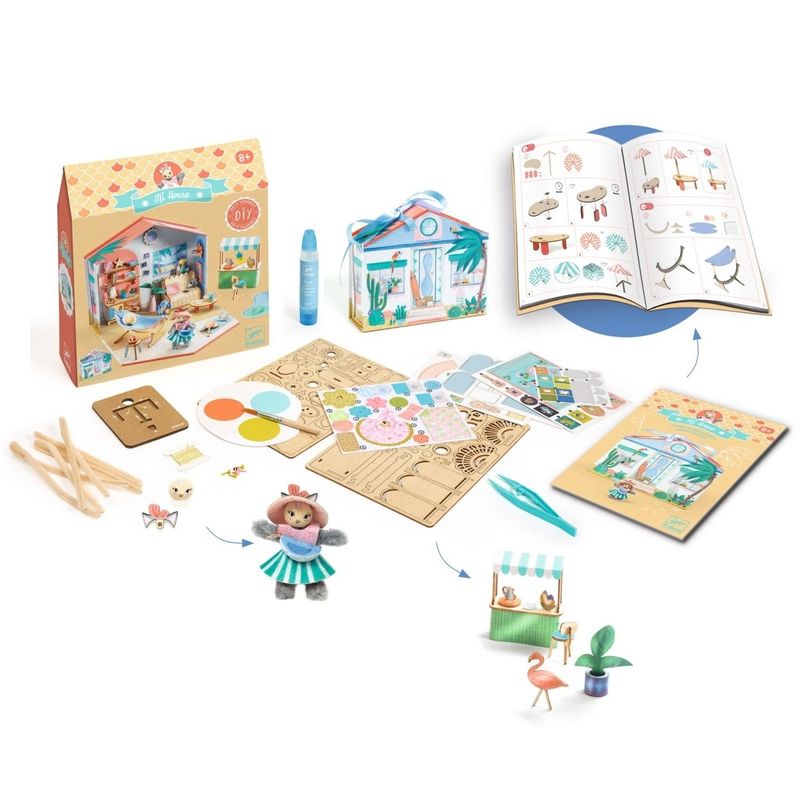 Jucarii, Copii si Bebe - Jucarii si jocuri - Jucarii & jocuri educative - Seturi de artizanat - Casuta miniaturala de asamblat si colorat Mia, Djeco - Infinity.ro