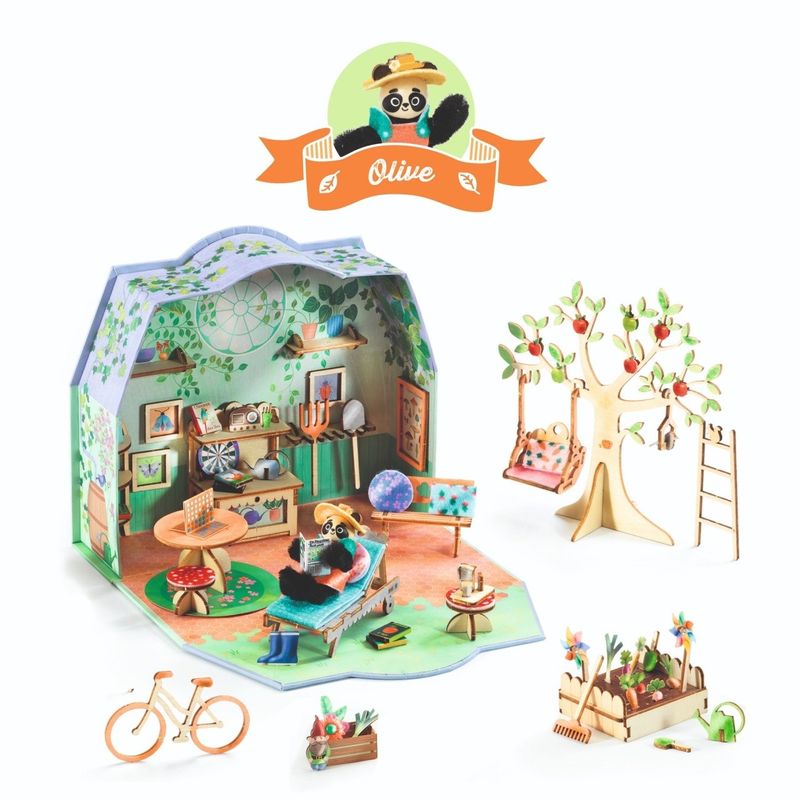 Jucarii, Copii si Bebe - Jucarii si jocuri - Jucarii & jocuri educative - Seturi de artizanat - Casuta miniaturala de asamblat si colorat Olive , Djeco - Infinity.ro