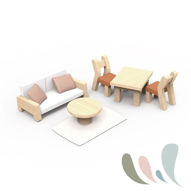 Jucarii, Copii si Bebe - Jucarii si jocuri - Papusi si accesorii - Casute de papusi si mobilier - Casa de papusi din lemn cu accesorii, Speedy Monkey - Infinity.ro