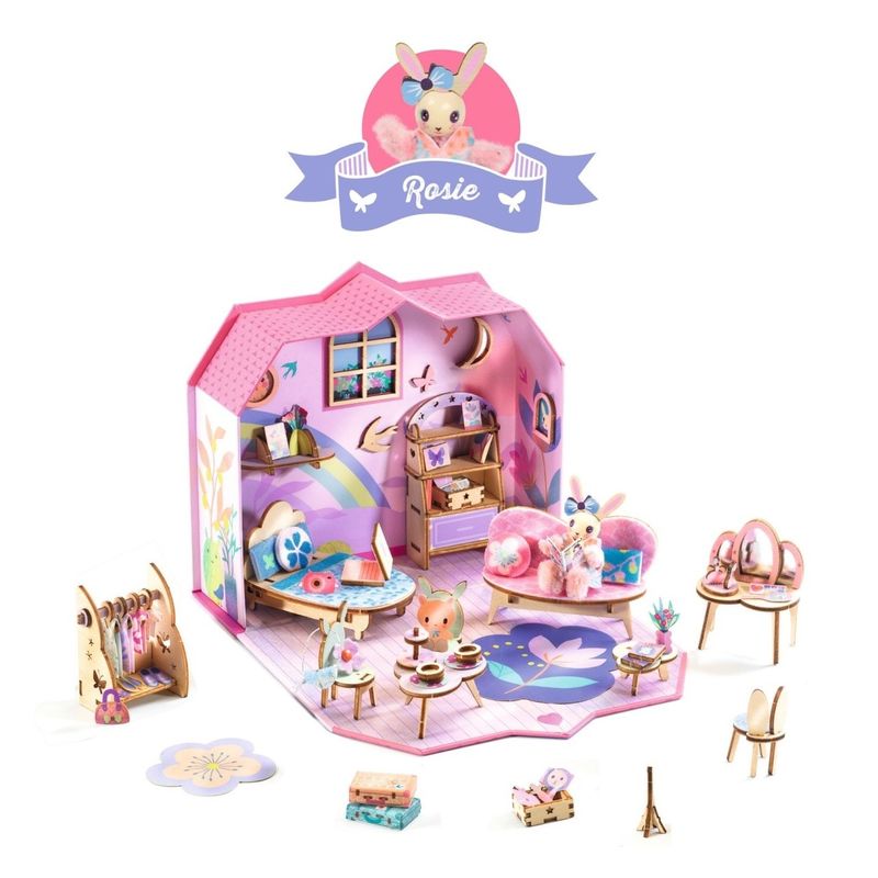 Jucarii, Copii si Bebe - Jucarii si jocuri - Jucarii & jocuri educative - Seturi de artizanat - Casuta miniaturala de asamblat si colorat Rosie, Djeco - Infinity.ro