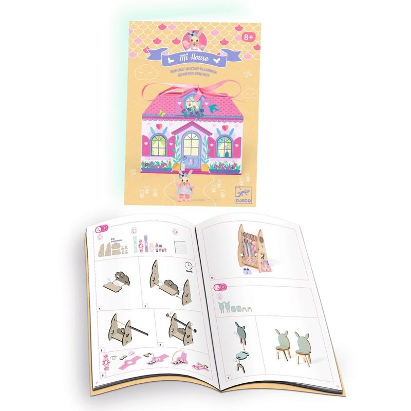 Jucarii, Copii si Bebe - Jucarii si jocuri - Jucarii & jocuri educative - Seturi de artizanat - Casuta miniaturala de asamblat si colorat Rosie, Djeco - Infinity.ro