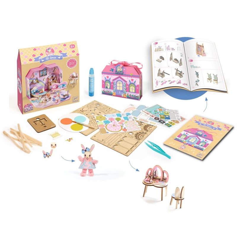 Jucarii, Copii si Bebe - Jucarii si jocuri - Jucarii & jocuri educative - Seturi de artizanat - Casuta miniaturala de asamblat si colorat Rosie, Djeco - Infinity.ro