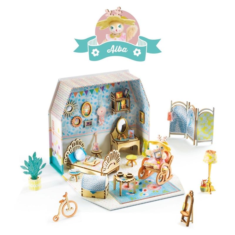 Jucarii, Copii si Bebe - Jucarii si jocuri - Jucarii & jocuri educative - Seturi de artizanat - Casuta miniaturala de asamblat si colorat Alba, Djeco - Infinity.ro