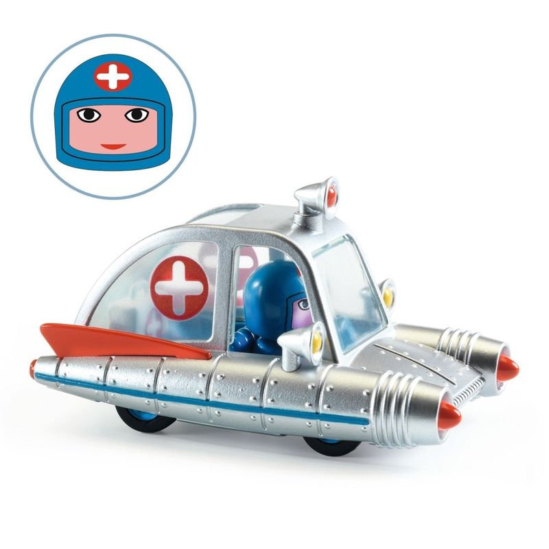 Jucarii, Copii si Bebe - Jucarii si jocuri - Vehicule si jucarii cu telecomanda - Masinute - Ambulanta spatiala, Colectia Crazy Motors, Djeco - Infinity.ro