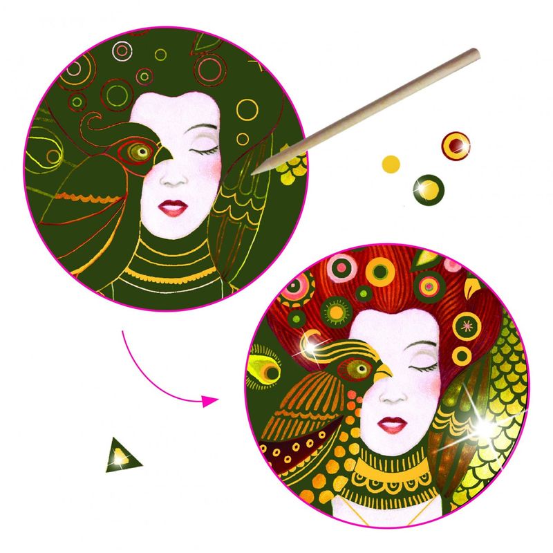 Jucarii, Copii si Bebe - Jucarii si jocuri - Jucarii & jocuri educative - Seturi de artizanat - Atelier de razuit Art Nouveau Inspired by Gustave Klimt, Djeco - Infinity.ro