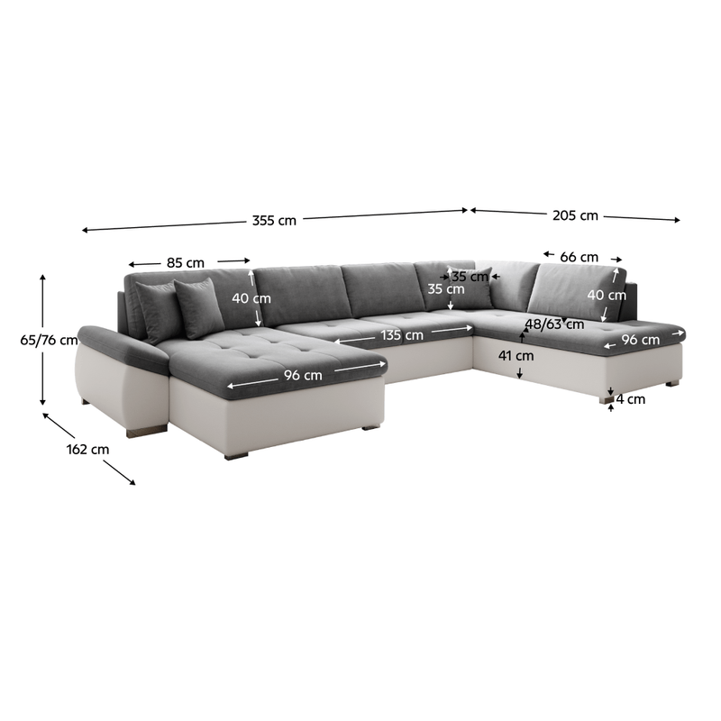 Casa si Gradina - Mobilier - Canapele si coltare - Canapele - Canapea extensibila, alb/gri, dreapta, MATAR U - Infinity.ro